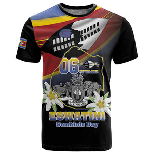 Personalized Eswatini Somhlolo Day T shirt Coat Of Arms With Map - African Pride