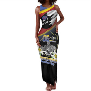 Personalized Eswatini Somhlolo Day Tank Maxi Dress Coat Of Arms With Map - African Pride