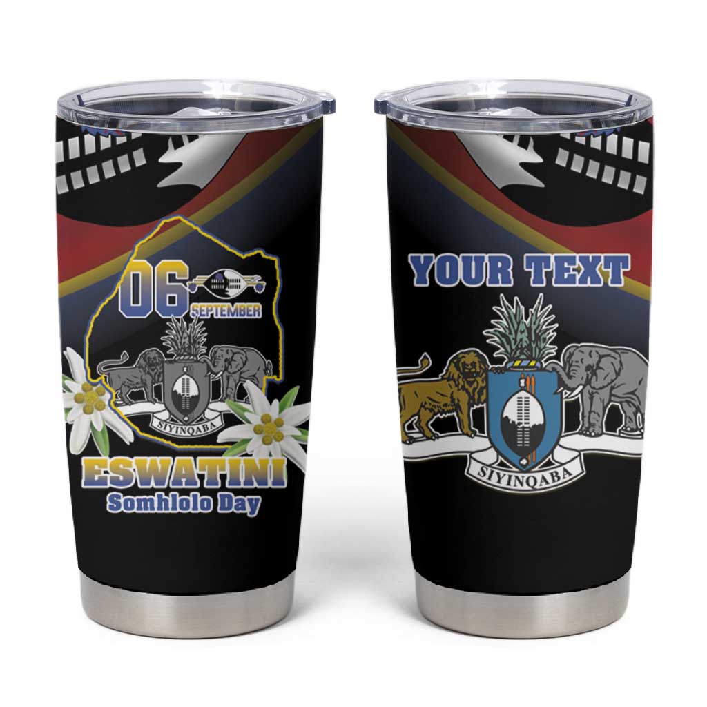 Personalized Eswatini Somhlolo Day Tumbler Cup Coat Of Arms With Map - African Pride