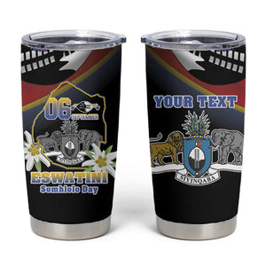 Personalized Eswatini Somhlolo Day Tumbler Cup Coat Of Arms With Map - African Pride