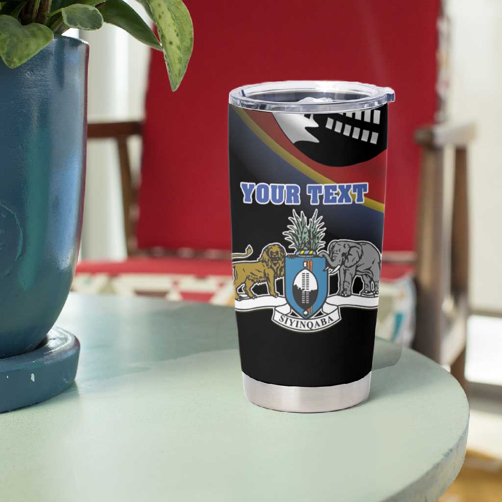 Personalized Eswatini Somhlolo Day Tumbler Cup Coat Of Arms With Map - African Pride
