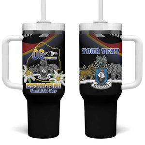 Personalized Eswatini Somhlolo Day Tumbler With Handle Coat Of Arms With Map - African Pride