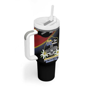 Personalized Eswatini Somhlolo Day Tumbler With Handle Coat Of Arms With Map - African Pride