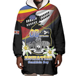 Personalized Eswatini Somhlolo Day Wearable Blanket Hoodie Coat Of Arms With Map - African Pride