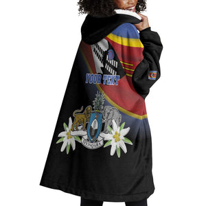 Personalized Eswatini Somhlolo Day Wearable Blanket Hoodie Coat Of Arms With Map - African Pride