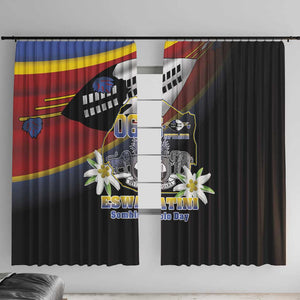Eswatini Somhlolo Day Window Curtain Coat Of Arms With Map - African Pride