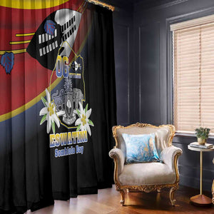 Eswatini Somhlolo Day Window Curtain Coat Of Arms With Map - African Pride