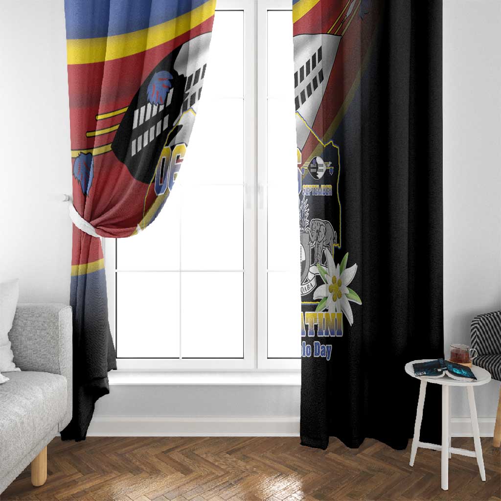 Eswatini Somhlolo Day Window Curtain Coat Of Arms With Map - African Pride