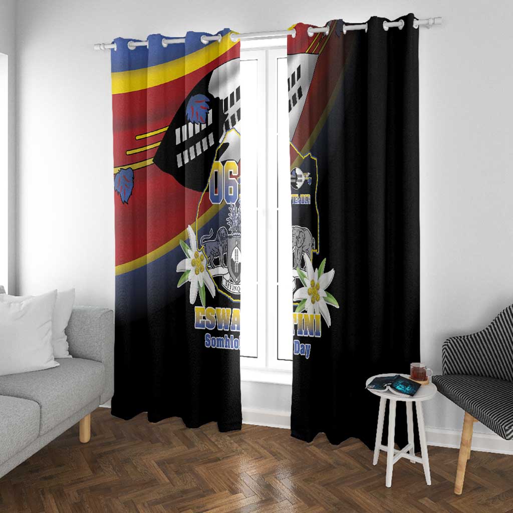 Eswatini Somhlolo Day Window Curtain Coat Of Arms With Map - African Pride