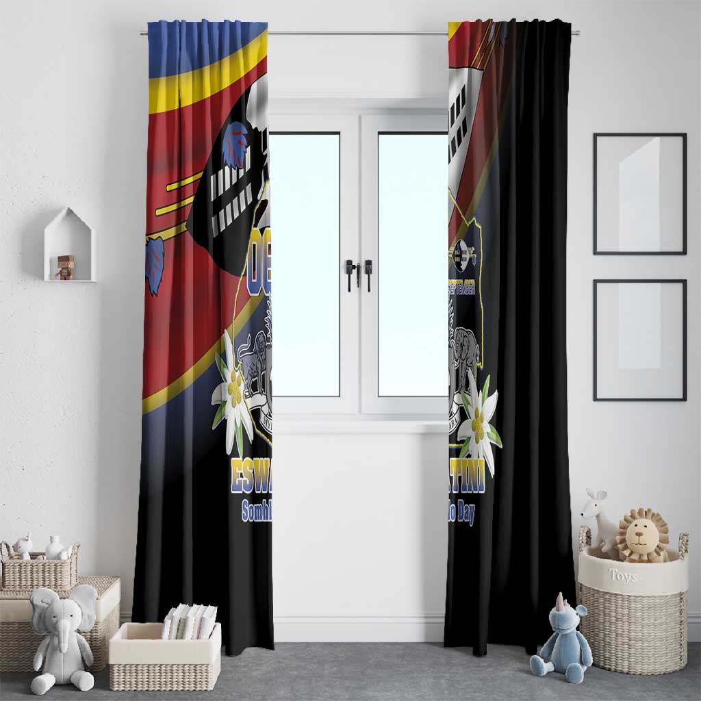 Eswatini Somhlolo Day Window Curtain Coat Of Arms With Map - African Pride
