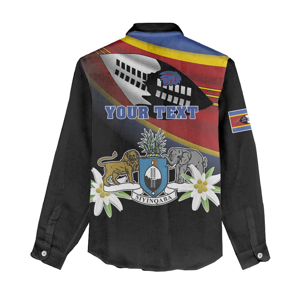 Personalized Eswatini Somhlolo Day Women Casual Shirt Coat Of Arms With Map - African Pride