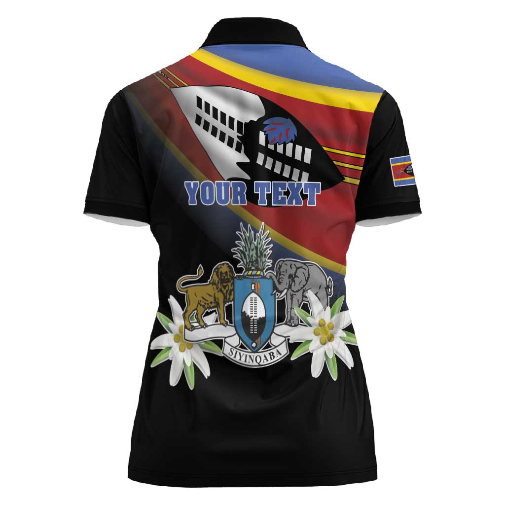 Personalized Eswatini Somhlolo Day Women Polo Shirt Coat Of Arms With Map - African Pride