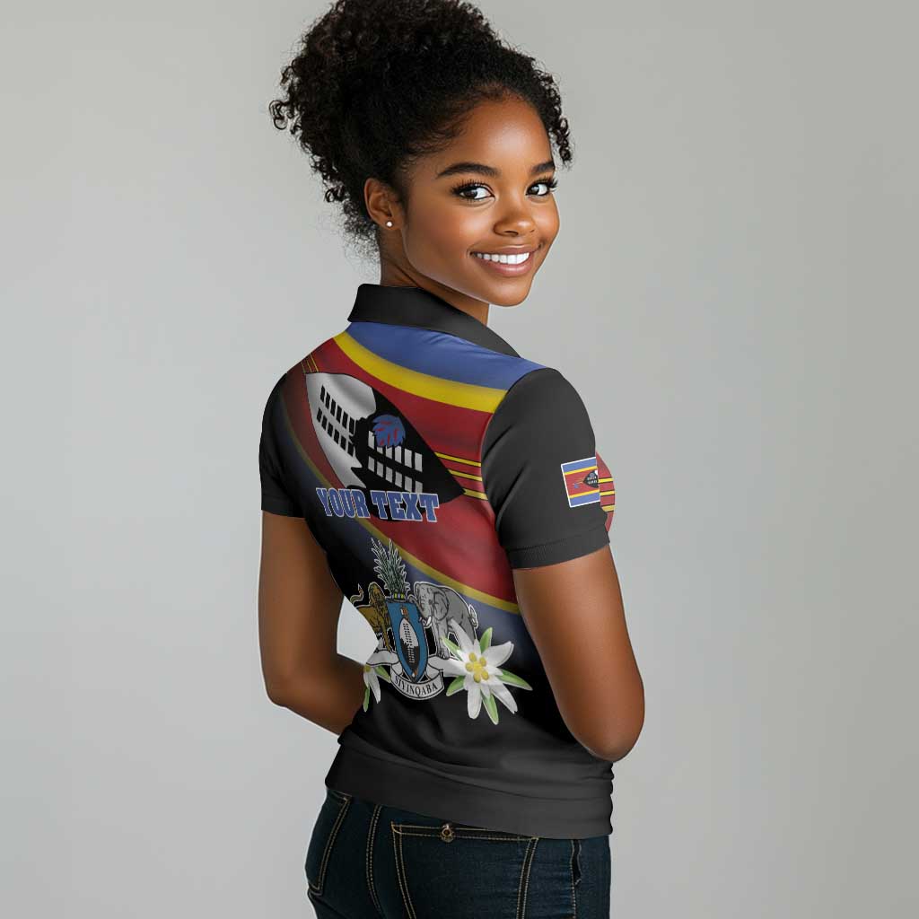 Personalized Eswatini Somhlolo Day Women Polo Shirt Coat Of Arms With Map - African Pride
