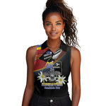 Personalized Eswatini Somhlolo Day Women Sleeveless Polo Shirt Coat Of Arms With Map - African Pride
