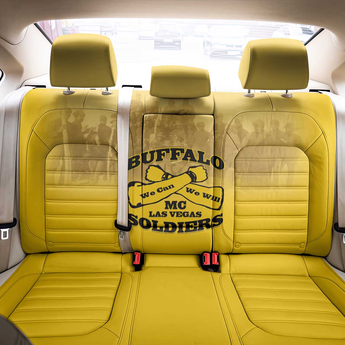 Buffalo Soldier Back Car Seat Cover African American Heroes - Yellow - African Pride
