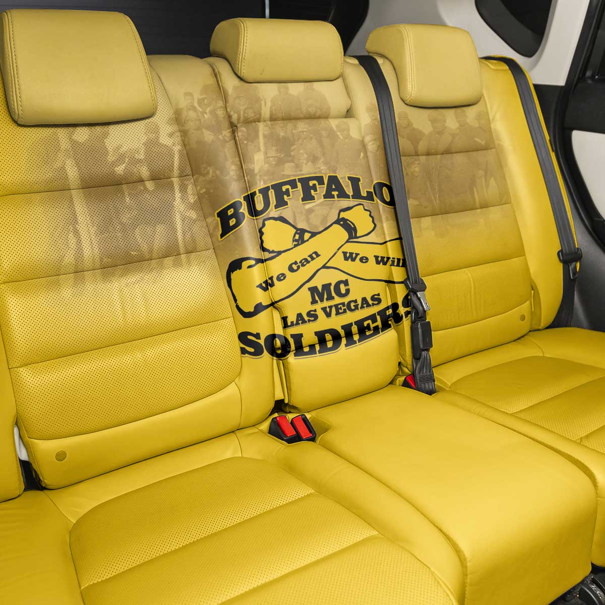 Buffalo Soldier Back Car Seat Cover African American Heroes - Yellow - African Pride