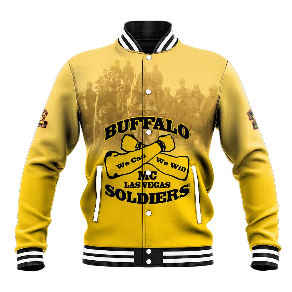 Personalized Buffalo Soldier Baseball Jacket African American Heroes - Yellow - African Pride