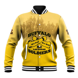 Personalized Buffalo Soldier Baseball Jacket African American Heroes - Yellow - African Pride
