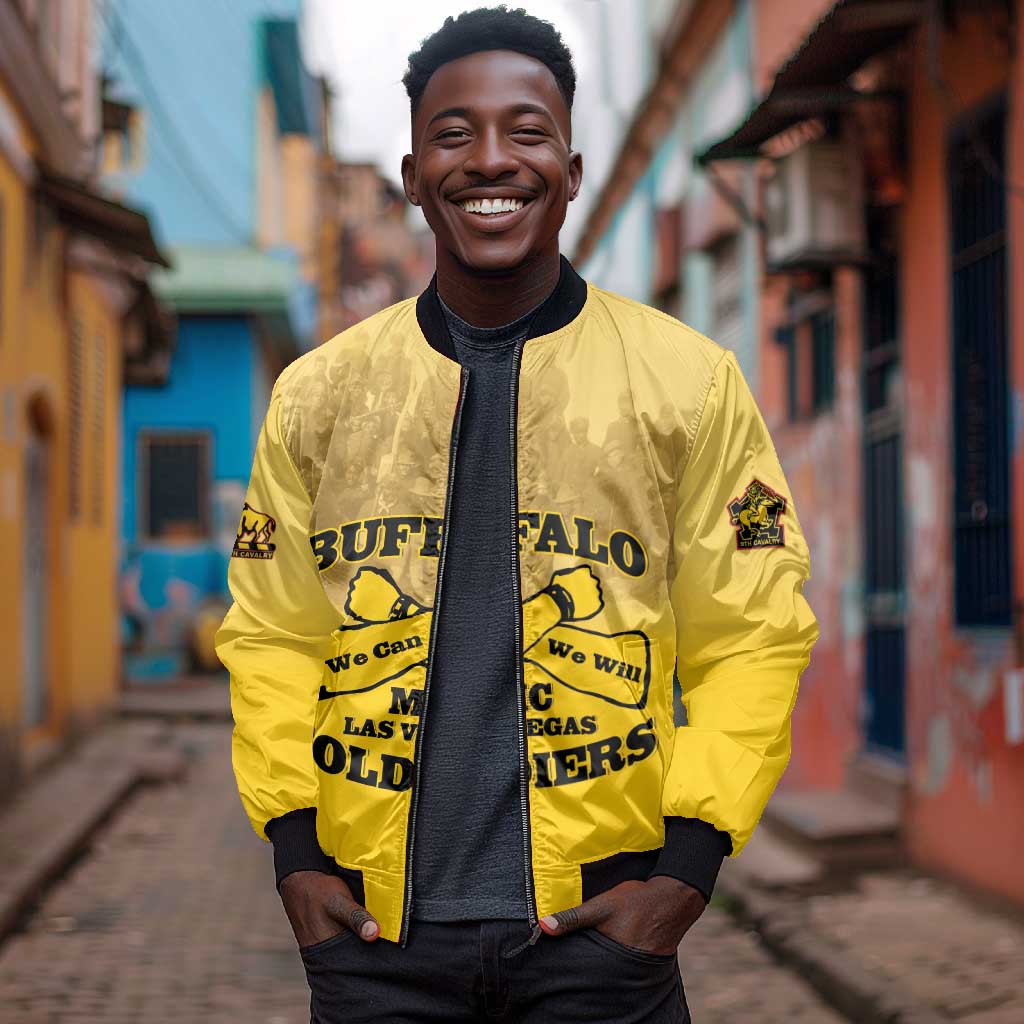 Personalized Buffalo Soldier Bomber Jacket African American Heroes - Yellow - African Pride