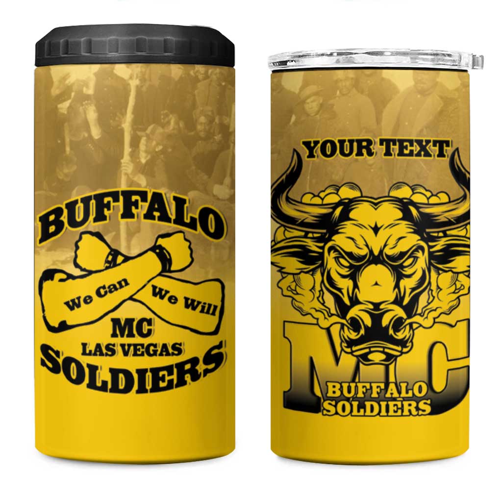 Personalized Buffalo Soldier 4 in 1 Can Cooler Tumbler African American Heroes - Yellow - African Pride
