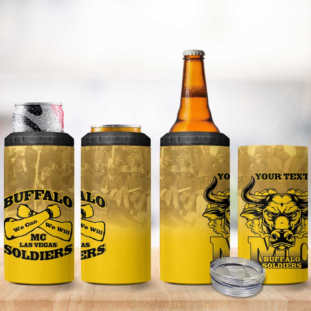 Personalized Buffalo Soldier 4 in 1 Can Cooler Tumbler African American Heroes - Yellow - African Pride