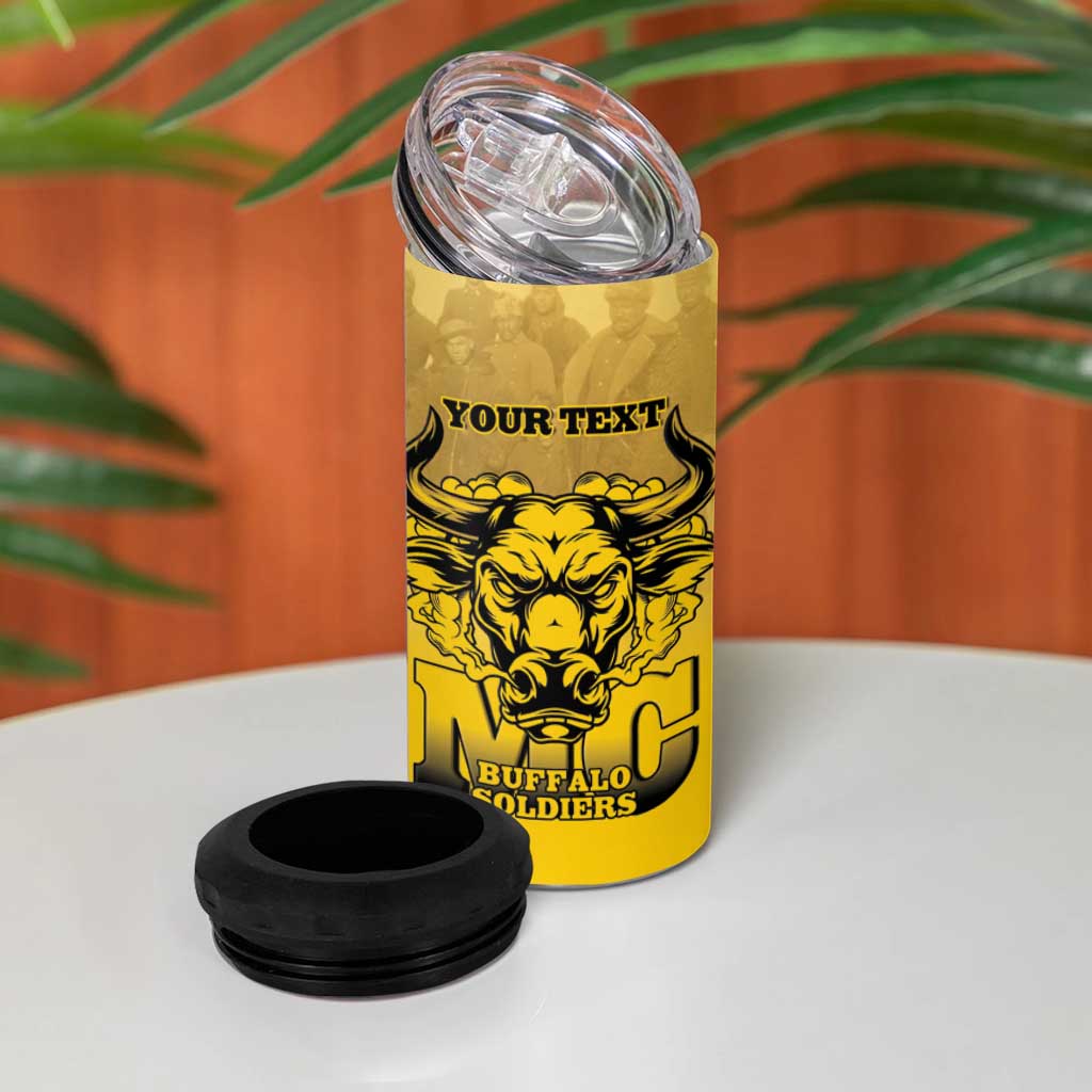 Personalized Buffalo Soldier 4 in 1 Can Cooler Tumbler African American Heroes - Yellow - African Pride