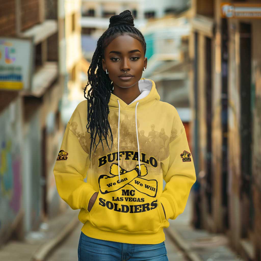 Personalized Buffalo Soldier Hoodie African American Heroes - Yellow - African Pride