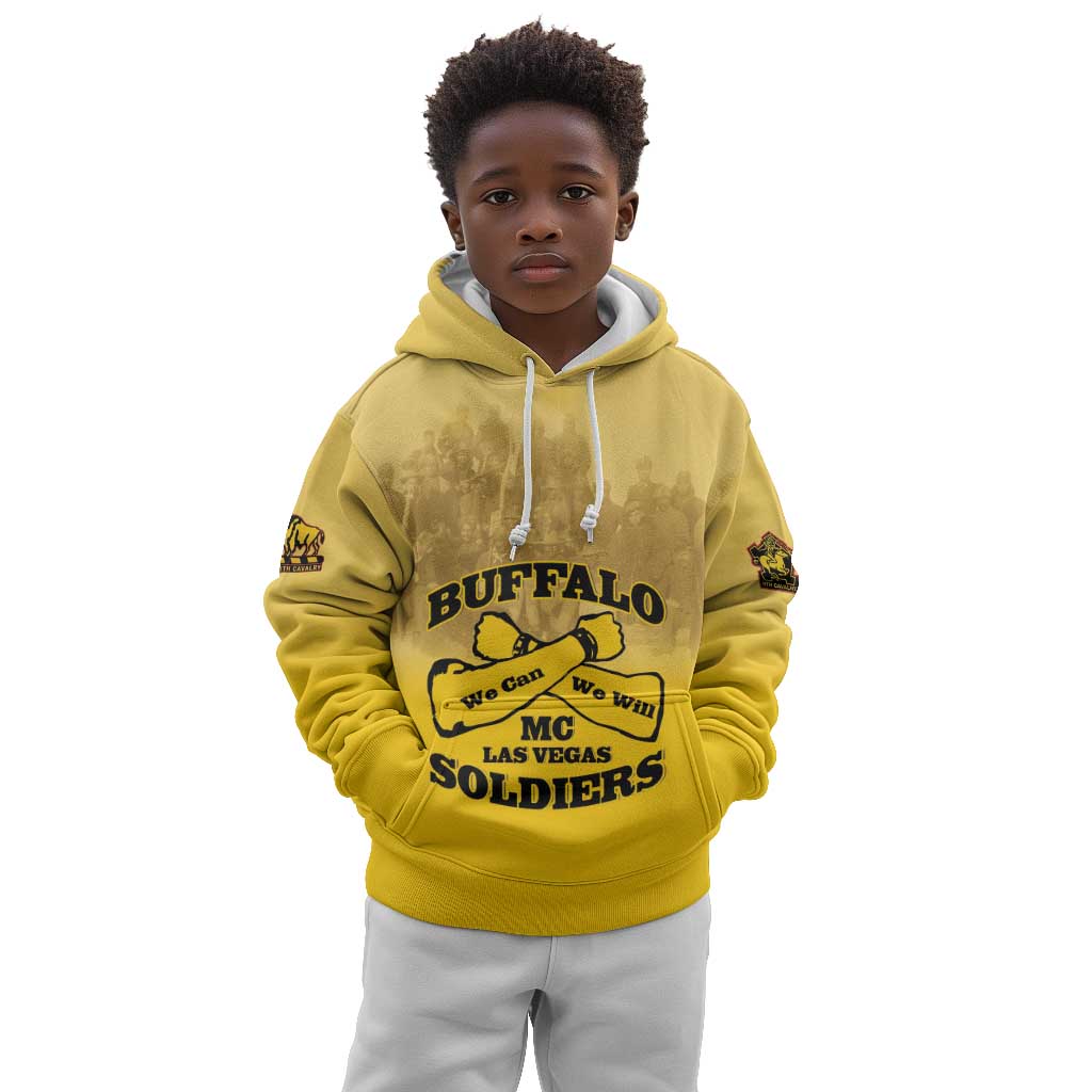 Personalized Buffalo Soldier Kid Hoodie African American Heroes - Yellow - African Pride