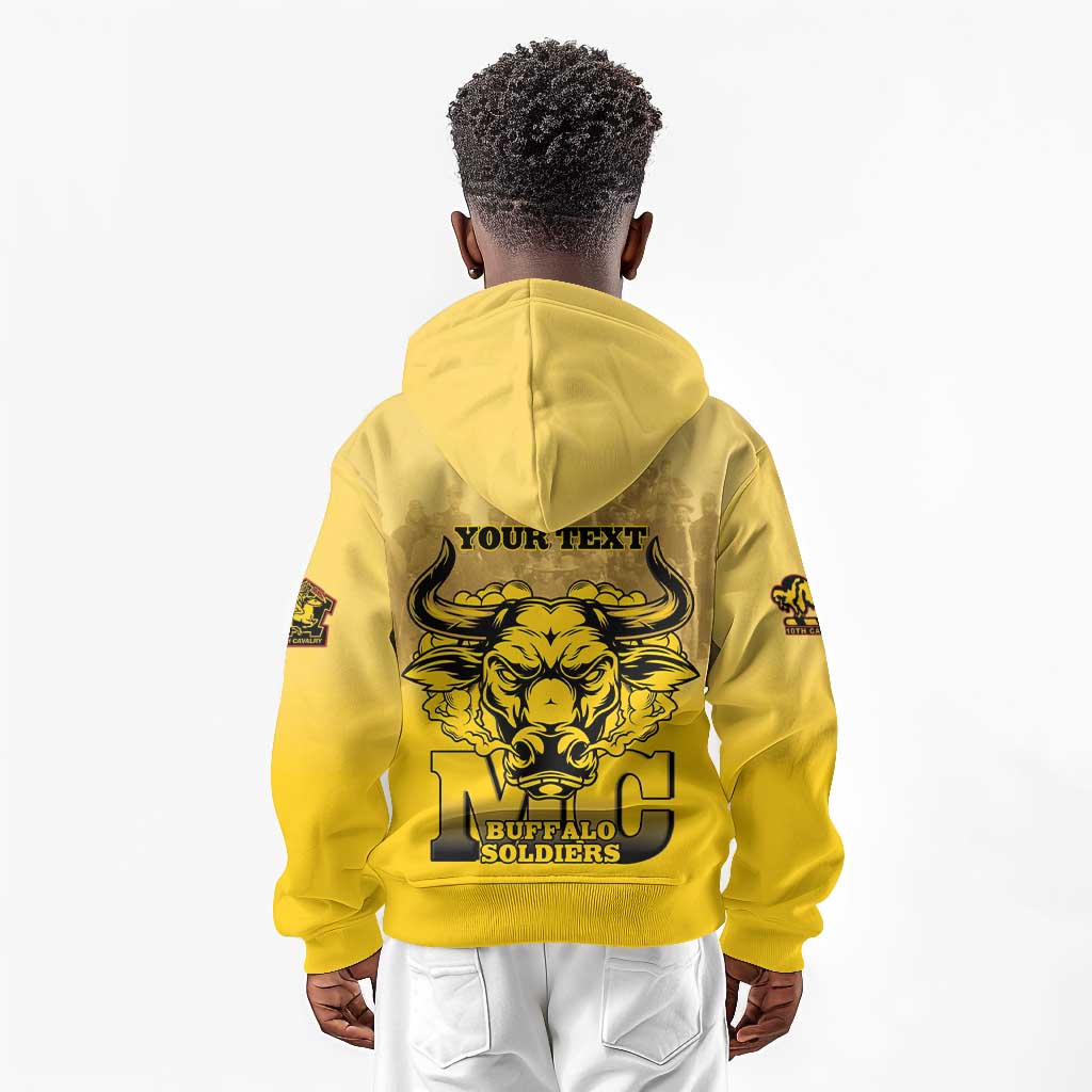 Personalized Buffalo Soldier Kid Hoodie African American Heroes - Yellow - African Pride