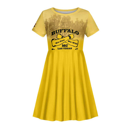 Personalized Buffalo Soldier Kid Short Sleeve Dress African American Heroes - Yellow - African Pride