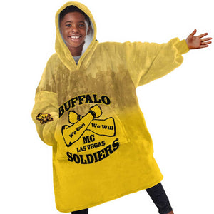 Personalized Buffalo Soldier Kid Wearable Blanket Hoodie African American Heroes - Yellow - African Pride