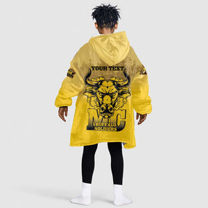 Personalized Buffalo Soldier Kid Wearable Blanket Hoodie African American Heroes - Yellow - African Pride