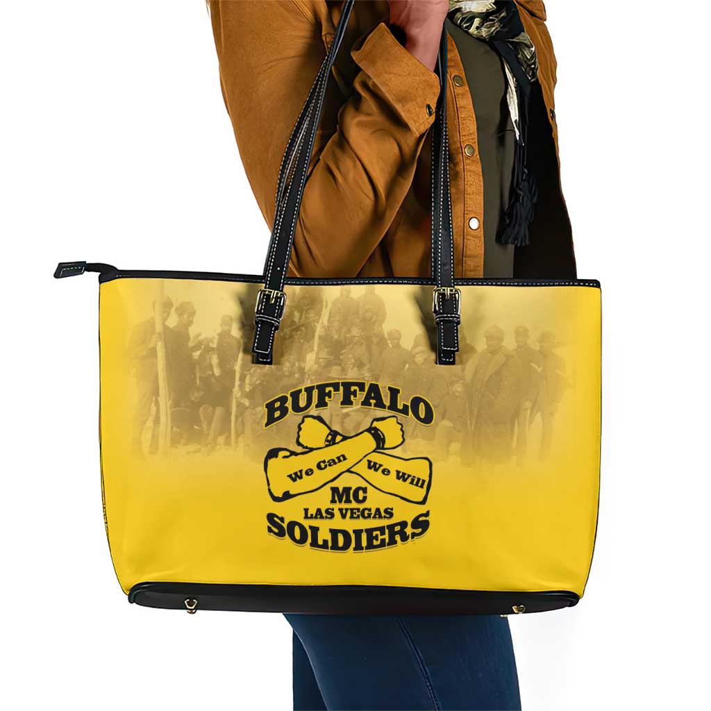 Buffalo Soldier Leather Tote Bag African American Heroes - Yellow - African Pride