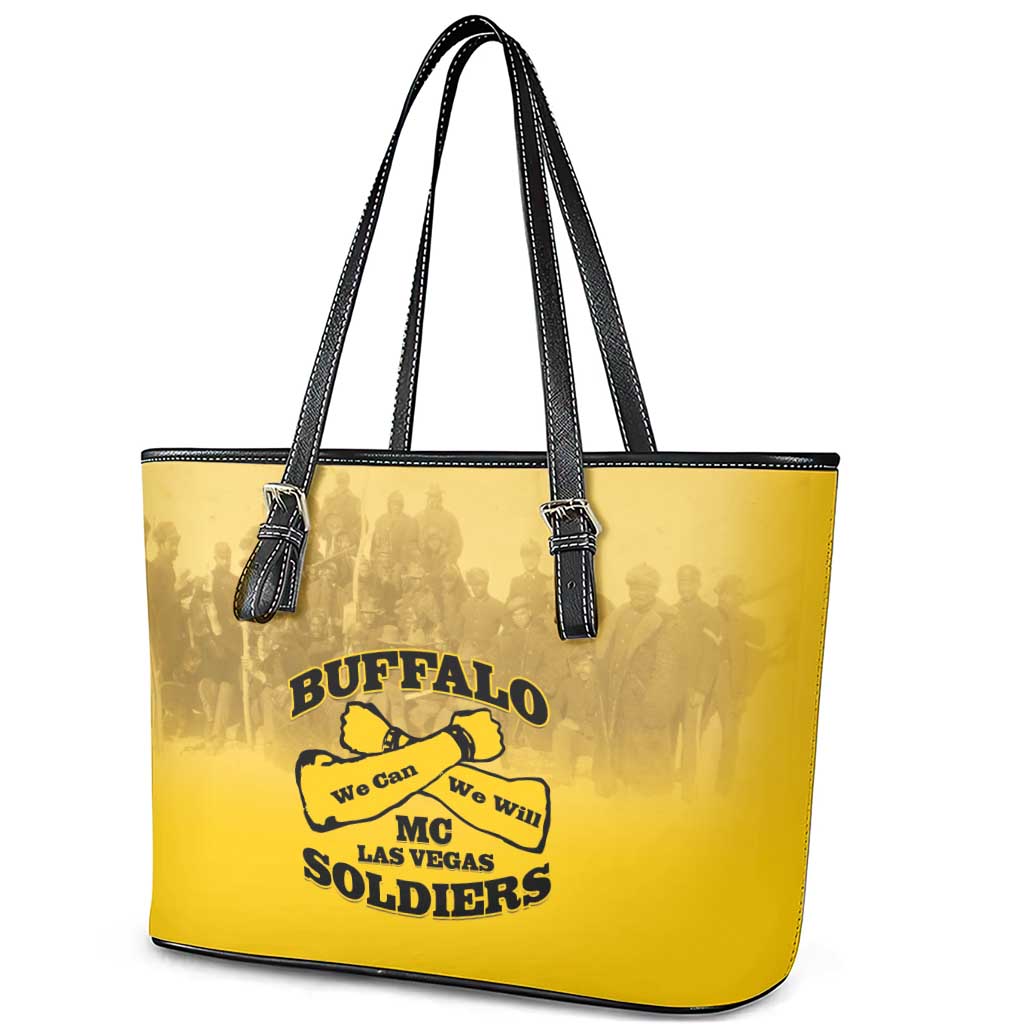 Buffalo Soldier Leather Tote Bag African American Heroes - Yellow - African Pride