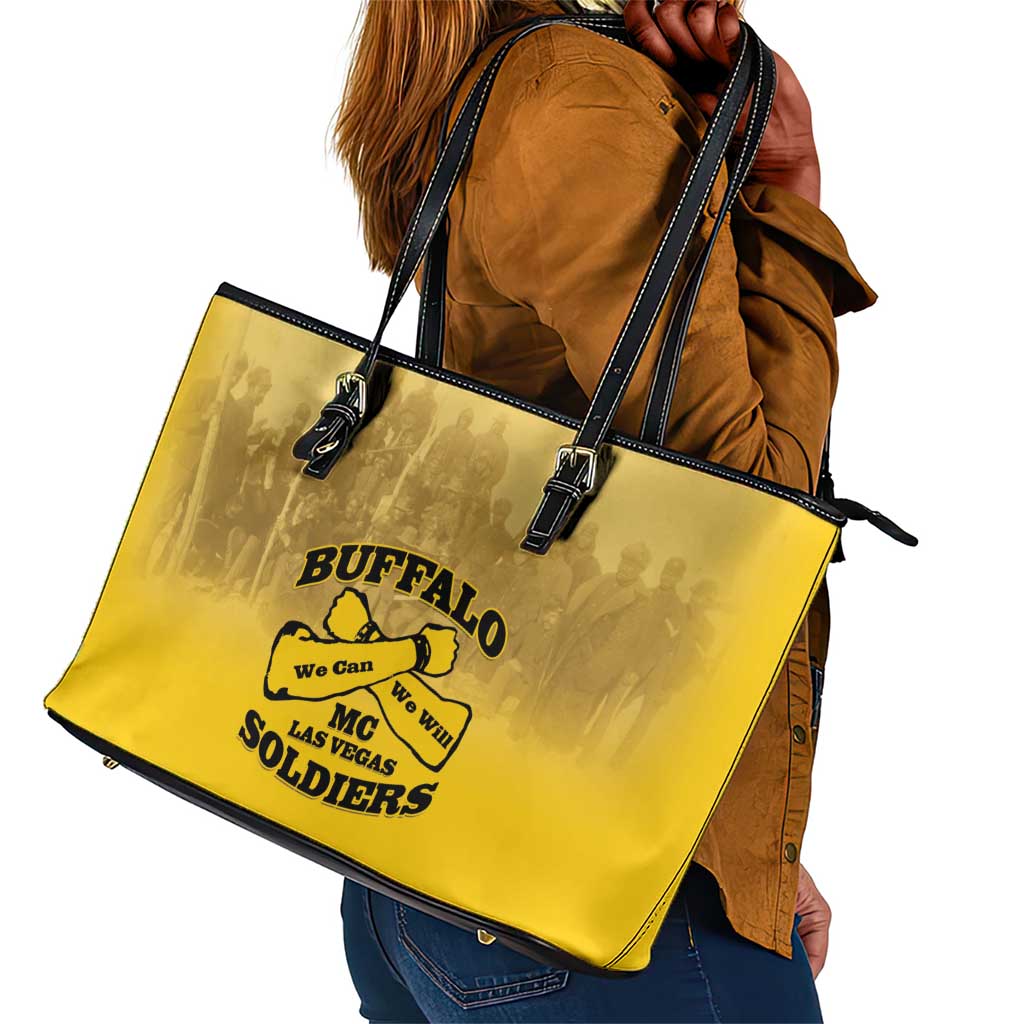 Buffalo Soldier Leather Tote Bag African American Heroes - Yellow - African Pride