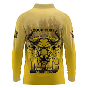 Personalized Buffalo Soldier Long Sleeve Polo Shirt African American Heroes - Yellow - African Pride