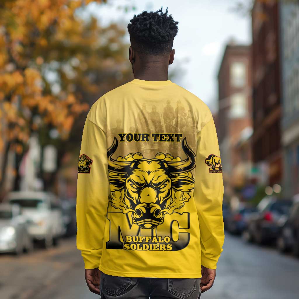 Personalized Buffalo Soldier Long Sleeve Shirt African American Heroes - Yellow - African Pride