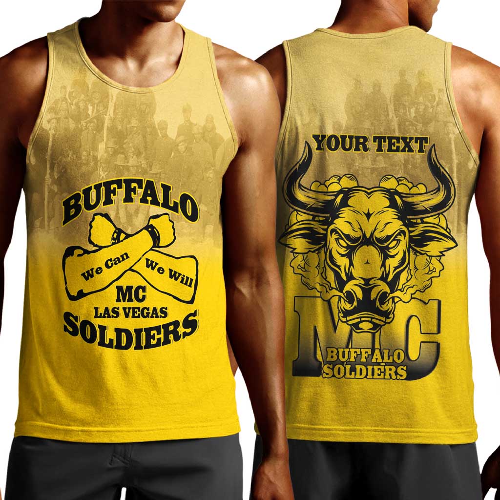 Personalized Buffalo Soldier Men Tank Top African American Heroes - Yellow - African Pride
