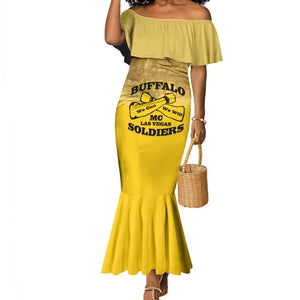 Personalized Buffalo Soldier Mermaid Dress African American Heroes - Yellow - African Pride