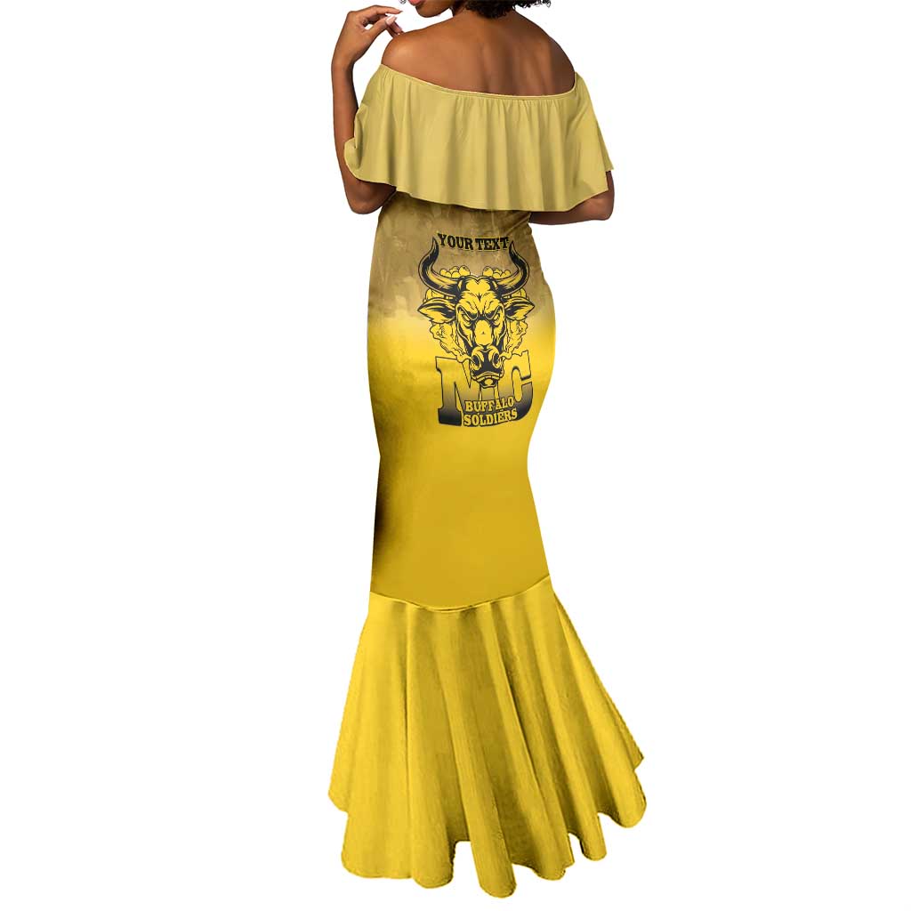 Personalized Buffalo Soldier Mermaid Dress African American Heroes - Yellow - African Pride