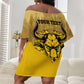 Personalized Buffalo Soldier Off Shoulder Short Dress African American Heroes - Yellow - African Pride