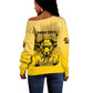 Personalized Buffalo Soldier Off Shoulder Sweater African American Heroes - Yellow - African Pride