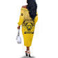 Personalized Buffalo Soldier Off The Shoulder Long Sleeve Dress African American Heroes - Yellow - African Pride