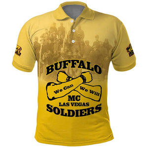 Personalized Buffalo Soldier Polo Shirt African American Heroes - Yellow - African Pride