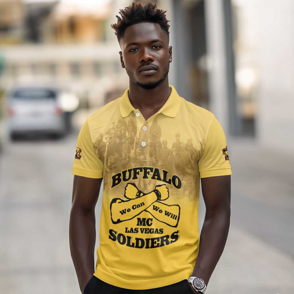 Personalized Buffalo Soldier Polo Shirt African American Heroes - Yellow - African Pride