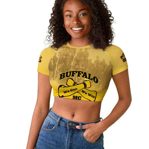 Personalized Buffalo Soldier Raglan Cropped T shirt African American Heroes - Yellow - African Pride