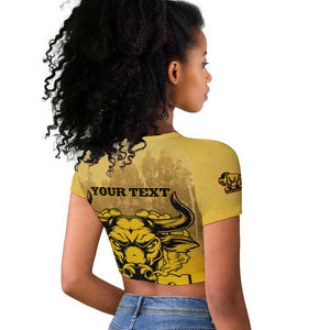 Personalized Buffalo Soldier Raglan Cropped T shirt African American Heroes - Yellow - African Pride