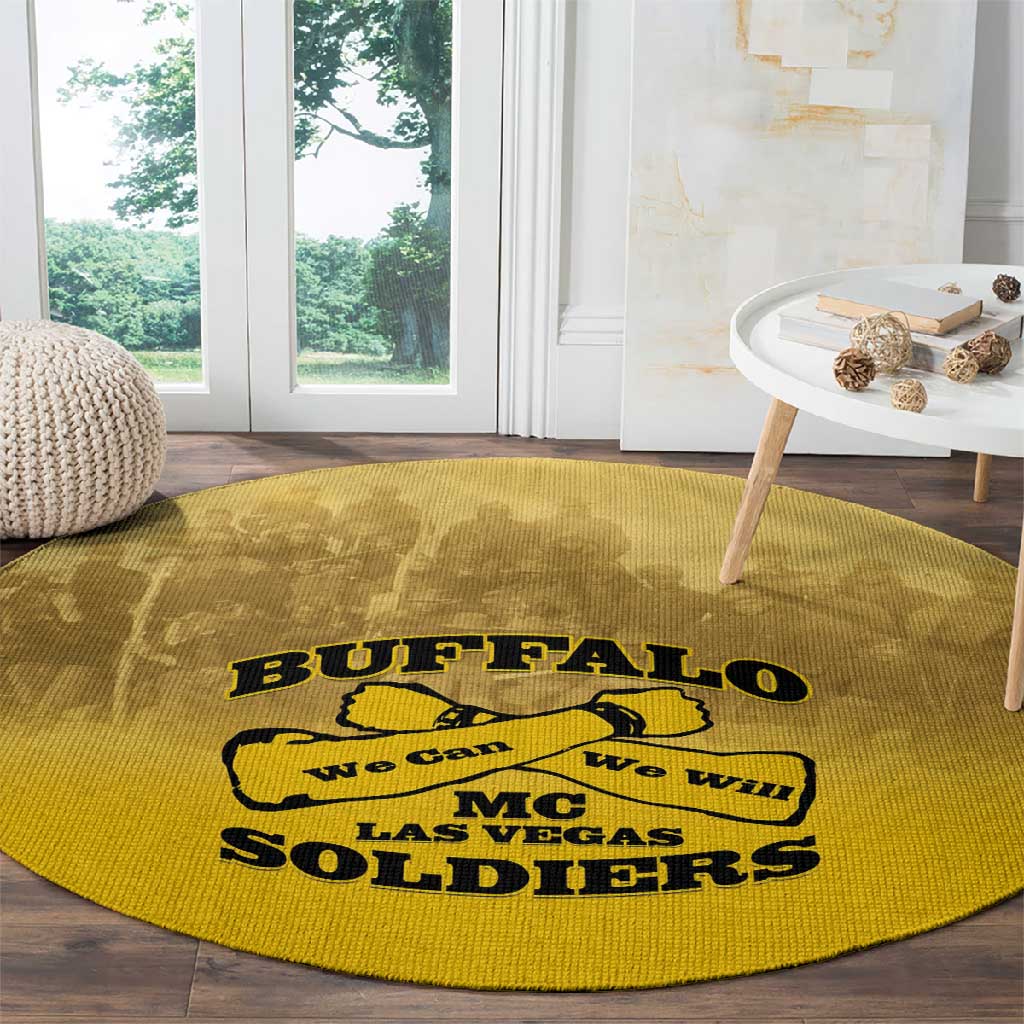 Buffalo Soldier Round Carpet African American Heroes - Yellow - African Pride