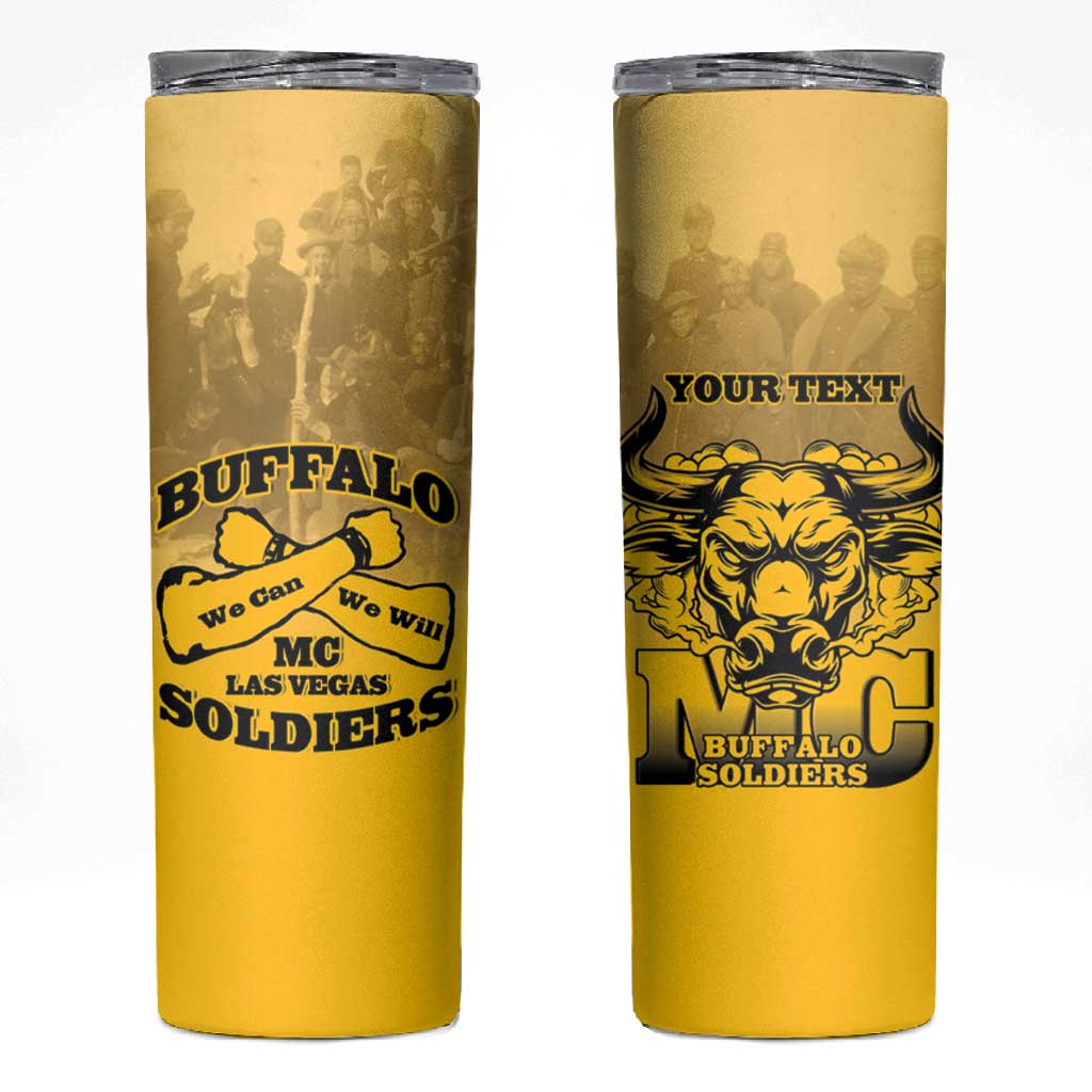 Personalized Buffalo Soldier Skinny Tumbler African American Heroes - Yellow - African Pride
