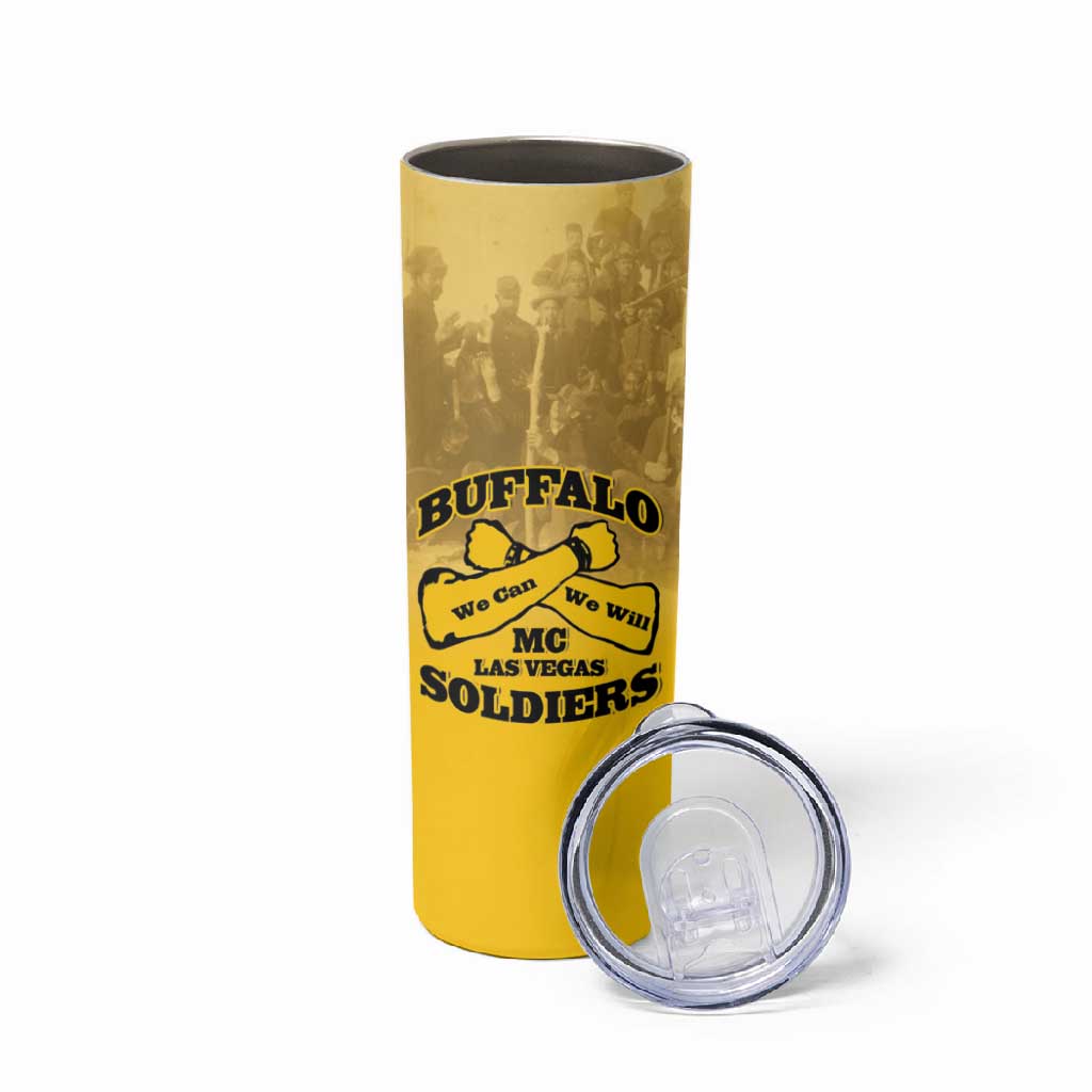 Personalized Buffalo Soldier Skinny Tumbler African American Heroes - Yellow - African Pride
